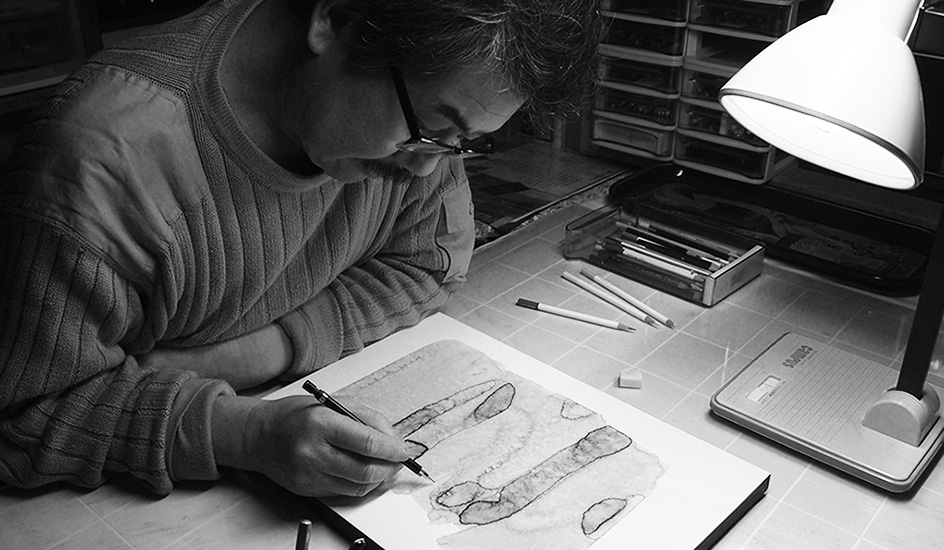 墨跡の絵、作者の坂口昌司
